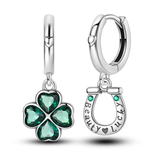 925 Sterling Silver Colored Zirconium Stars Hoop Earrings For Women