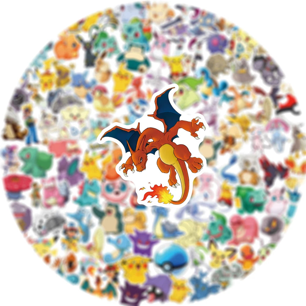 50/100/200pcs Pokemon Anime Stickers Pikachu Kawaii Sticker Laptop