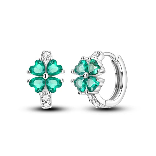 925 Sterling Silver Colored Zirconium Stars Hoop Earrings For Women
