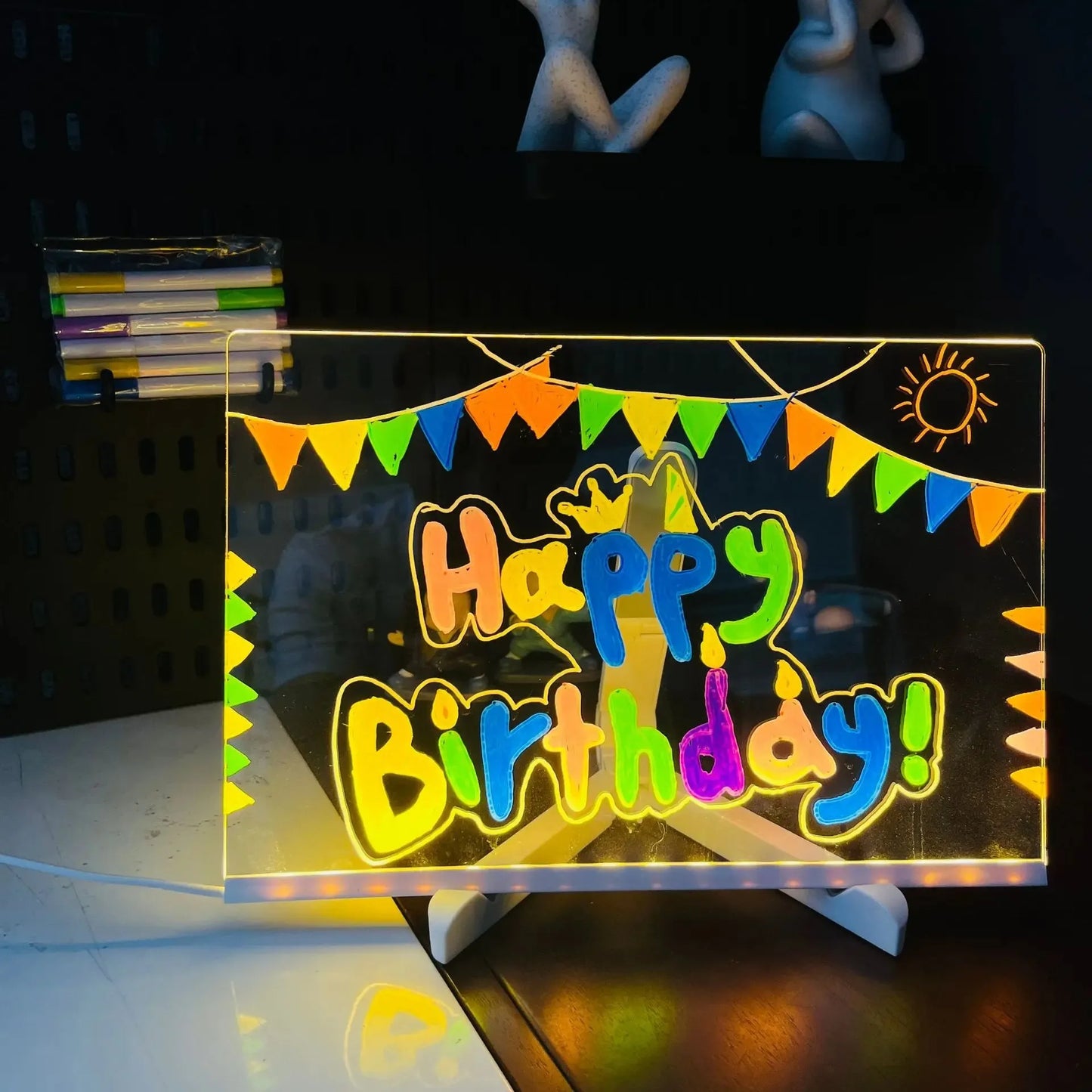 LED Night Light With Note Board DIY Acrylic Message Board Children‘s