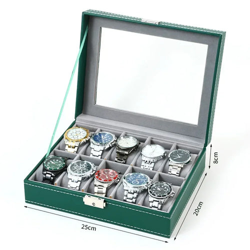 PU Leather watch box 2/3/4/5/6/8/10/12 Slots Watch Display Case For