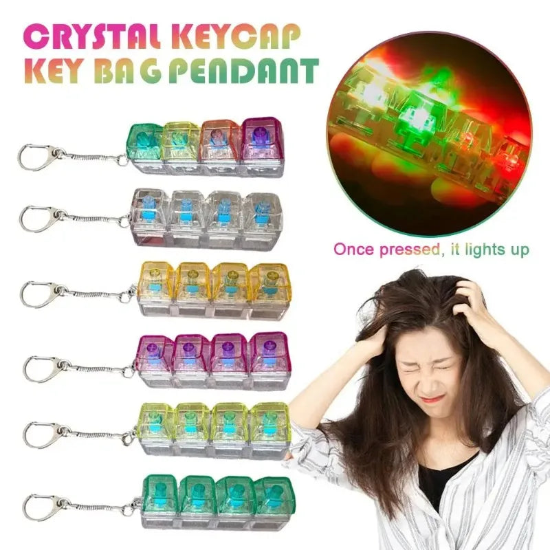 Crystal Keycap Key Bag Pendant Key Height Decompression Toy Luminous