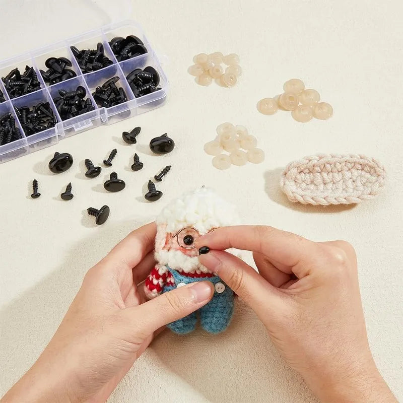 1 Box Safety Eyes and Noses Plastic Craft Doll Eyes with Washers Oval