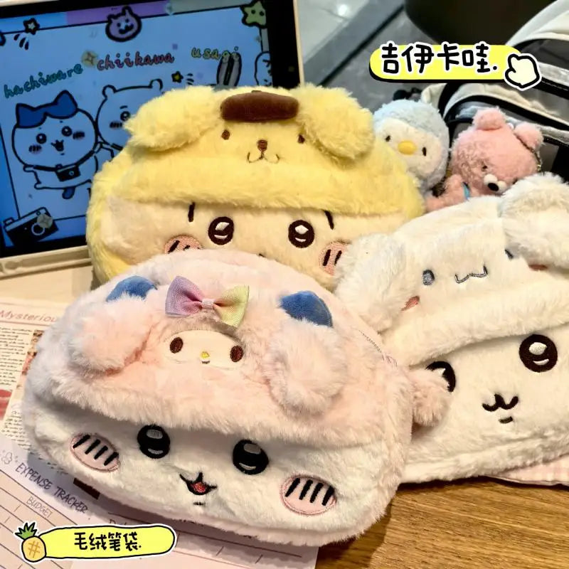 Anime Plush Pen Case Cartoon Usagi Hachiwareas Stationery Box Large