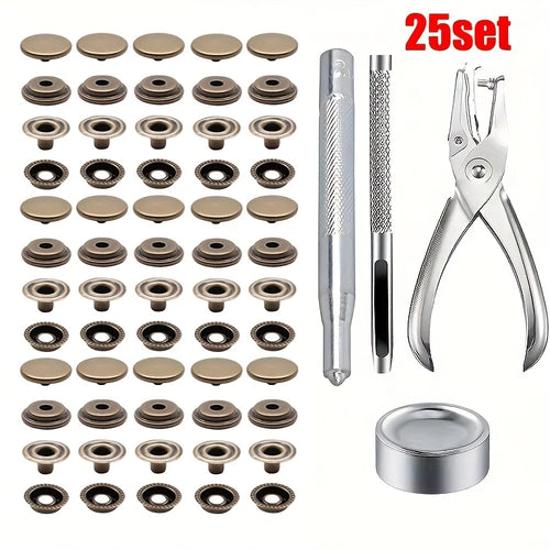 25set Stainless Steel Snap Fastener Kit, 15mm Heavy Duty Snap Button