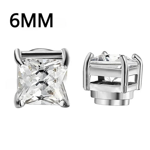 1Pairs Punk Round Zircon Magnetic Ear Stud Clip Earrings Non Piercing
