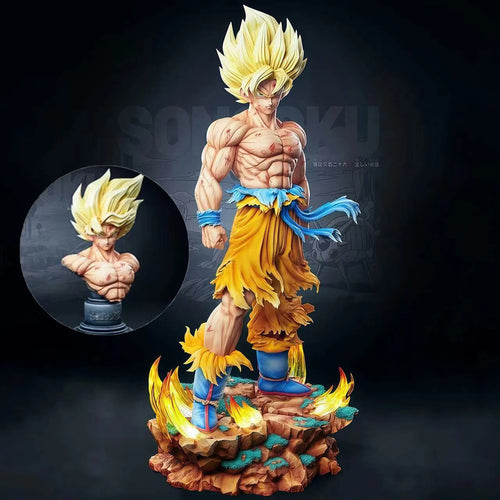 Jt Statue Dragon Ball Z Son Goku Figure Replaceable Heads Led Base