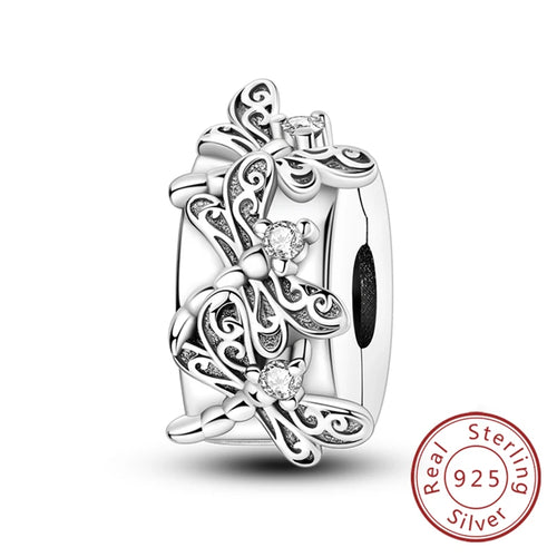 Fit Original Charms Beads 925 Sterling Silver Clip Charms Zircon