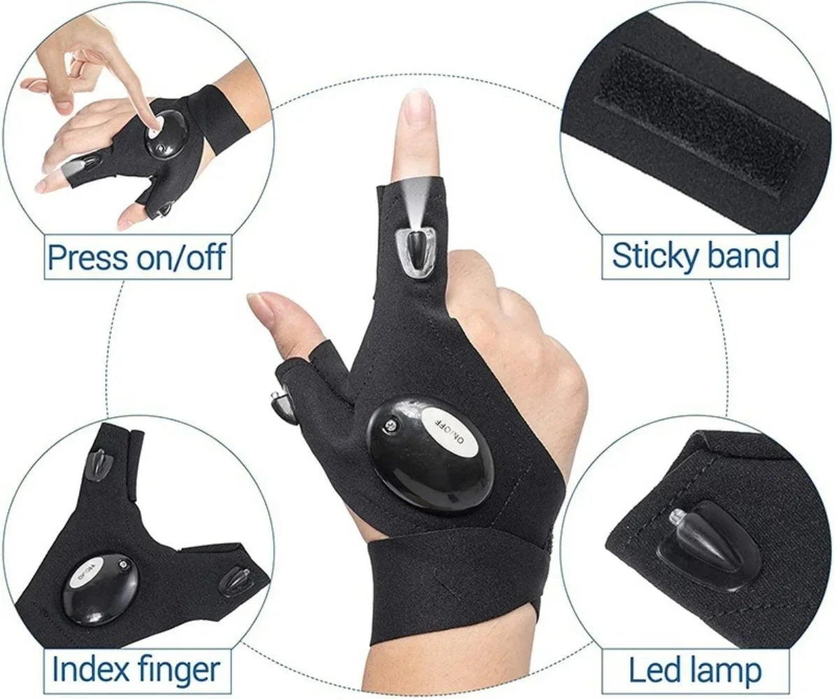 LED Flashlight Gloves for Men Christmas Gifts Fishing Camping Hiking