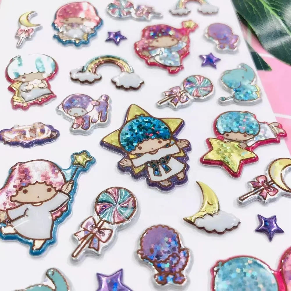 Genuine Sanrio Hello Kitty Glitter Stickers Cartoon Kt Cat Toys Decals