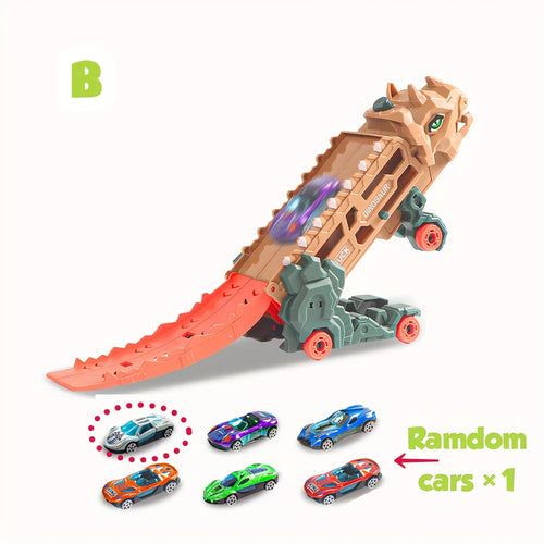 Transport Dinosaur Truck with Foldable Sliding Race Track, Transforms