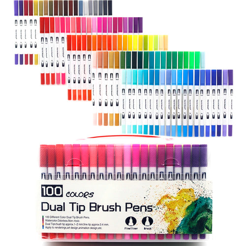 12-168 Colors Dual Brush Pens Art Markers Watercolor Fine and Brush