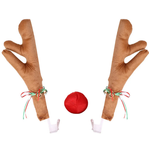 Christmas Car Decoration Deer Horn Antlers Car Kit with Red Nose and