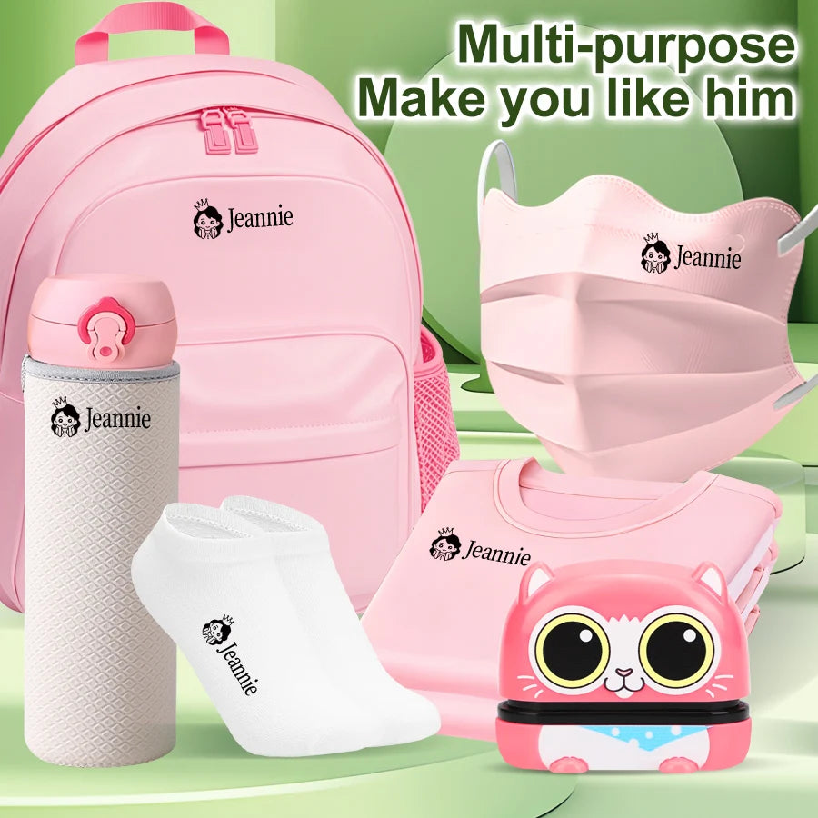 ‌Personalized Baby Name Stamp Set - Custom Waterproof Ink Seal for