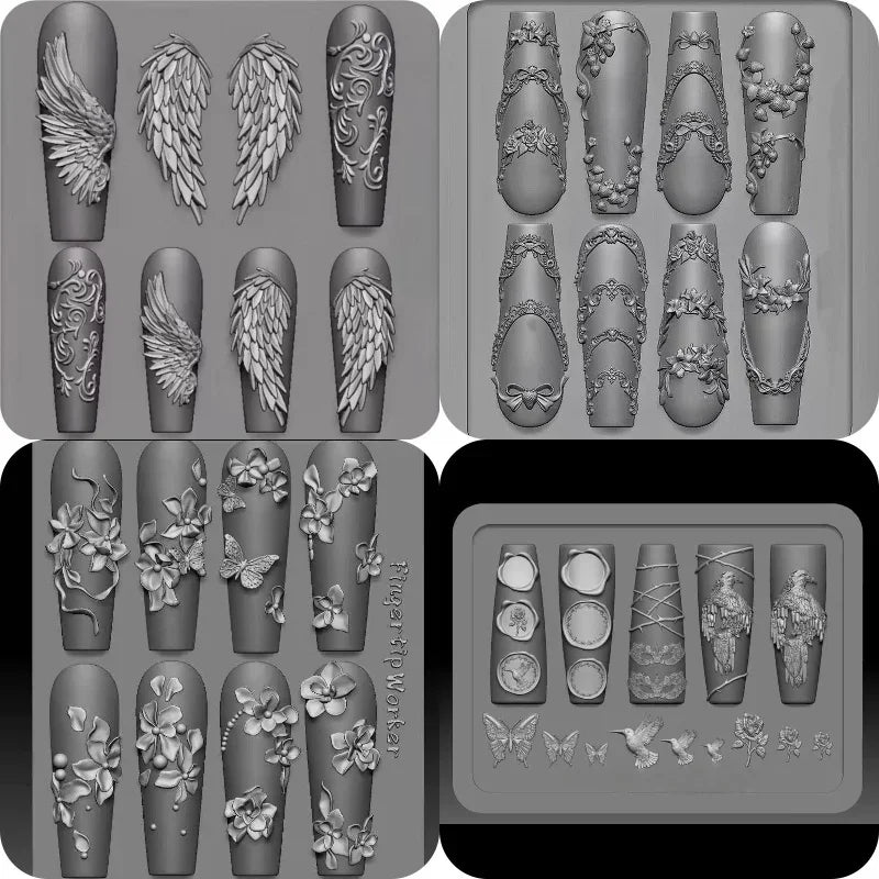 3D Mold Silicone Nail Art Decorations DIY Flower Bow Angle Wing