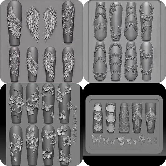 3D Mold Silicone Nail Art Decorations DIY Flower Bow Angle Wing
