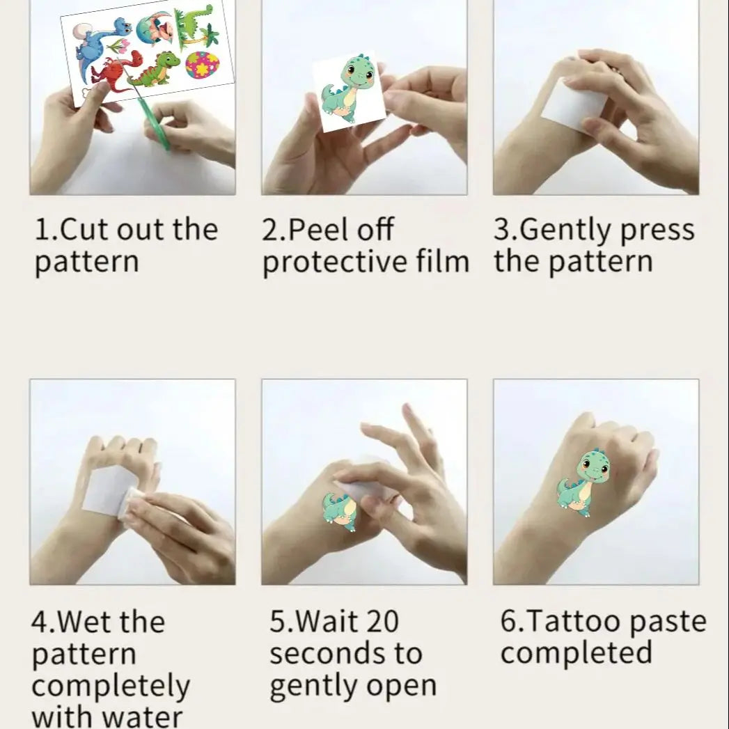 10 Sheets Dinosaurs Tattoo Sticker Temporary Fake Tattoo Arm Hands