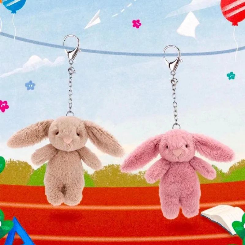 Stuffed Animals Cute Cartoon Rabbit Keychain Love Pompom Trinket Toy