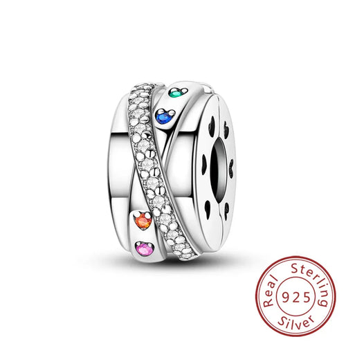 Fit Original Charms Beads 925 Sterling Silver Clip Charms Zircon