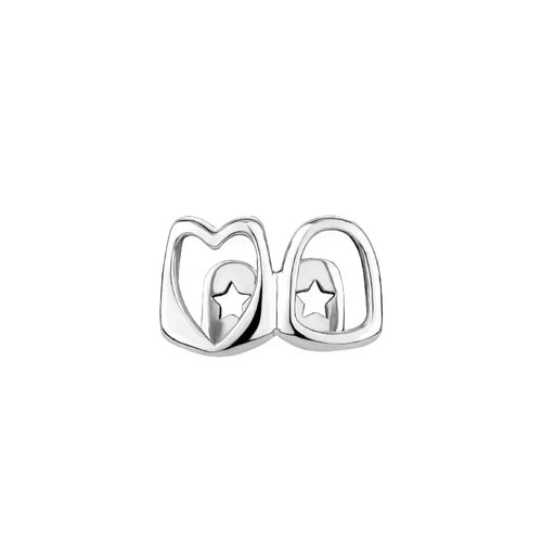 Golden Grillz Tooth Jewelry Set Copper Inlaid Zircon Hollow Heart