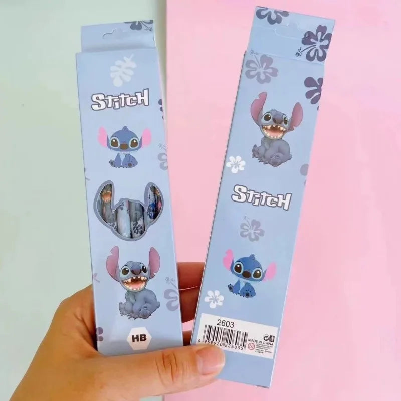 12 Disney Stitch Pencil Set Wooden Pencil Student Sketch Pen Writing