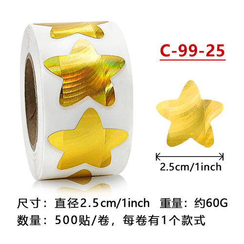 500pcs Colorful Star Adhesive Holographic Star Stickers Scrapbook