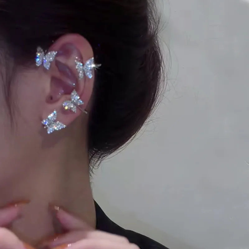 Korean Style Butterfly Ear Clips Without Piercing For Women Sparkling