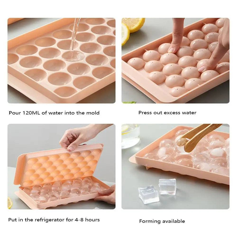 Mini Ice Cube Trays  Tiny Ice Cube Tray with Lid for Freezer, Round