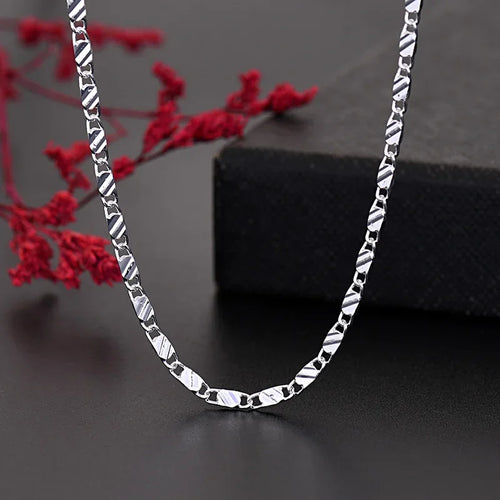 New 925 Sterling Silver fine 2MM flat Clavicle chains Necklaces for