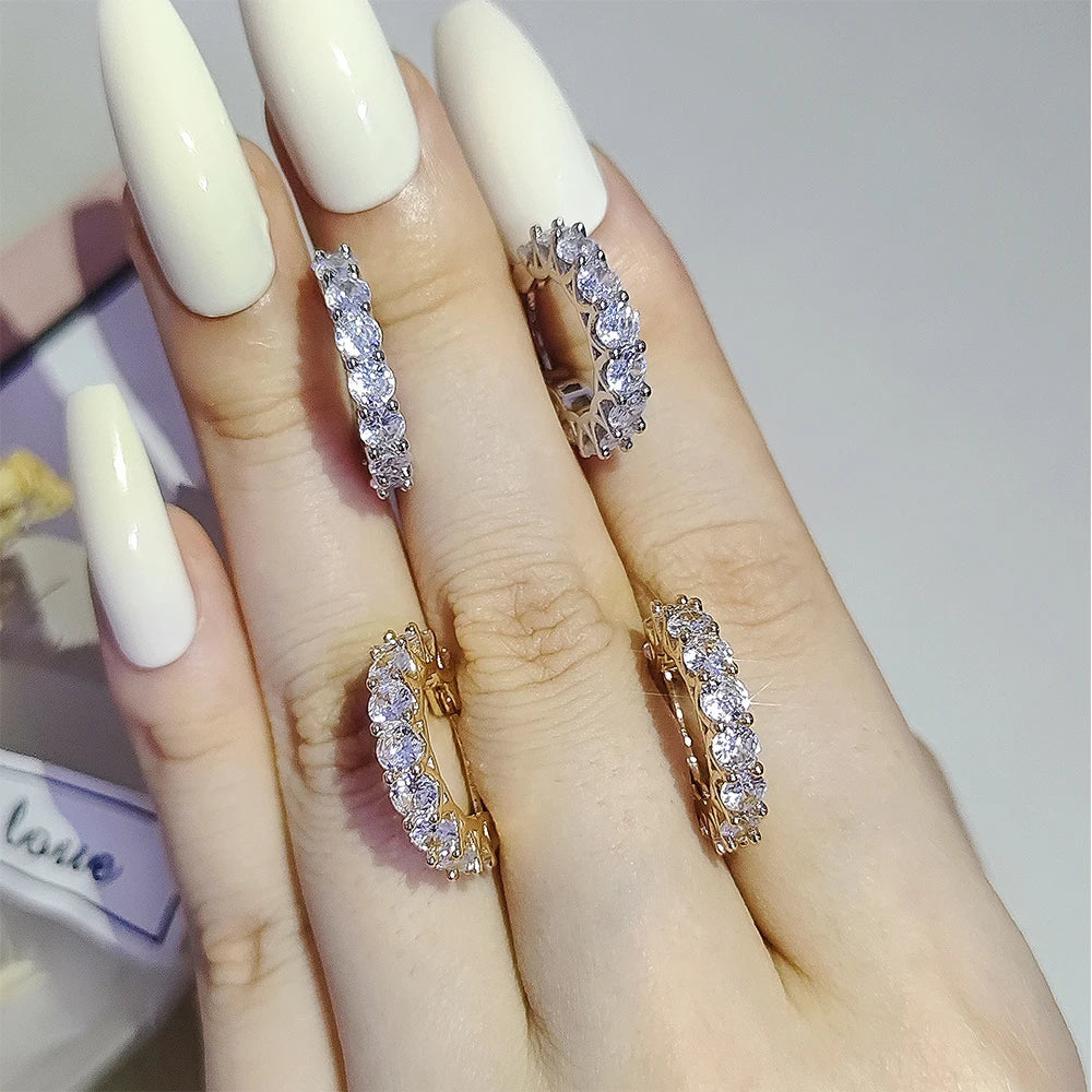 High Quality Cubic Zirconia Women Hoop Earrings Stylish Girl