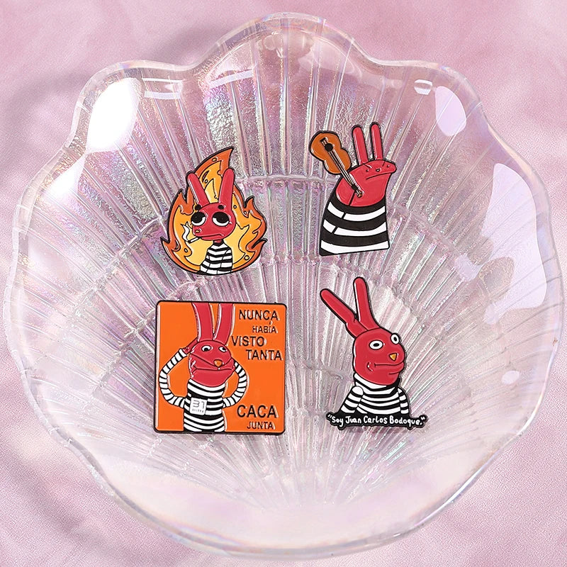Humor Comedy Movies Character Enamel Pins Brooch Cartoon Red Eared