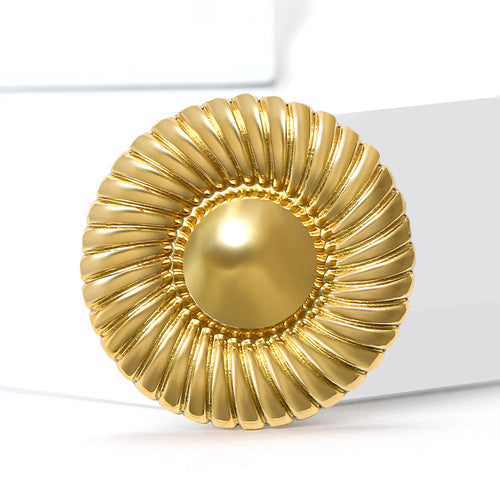 Stainless Steel Irregular Ring Brooches for Women Unisex Glossy