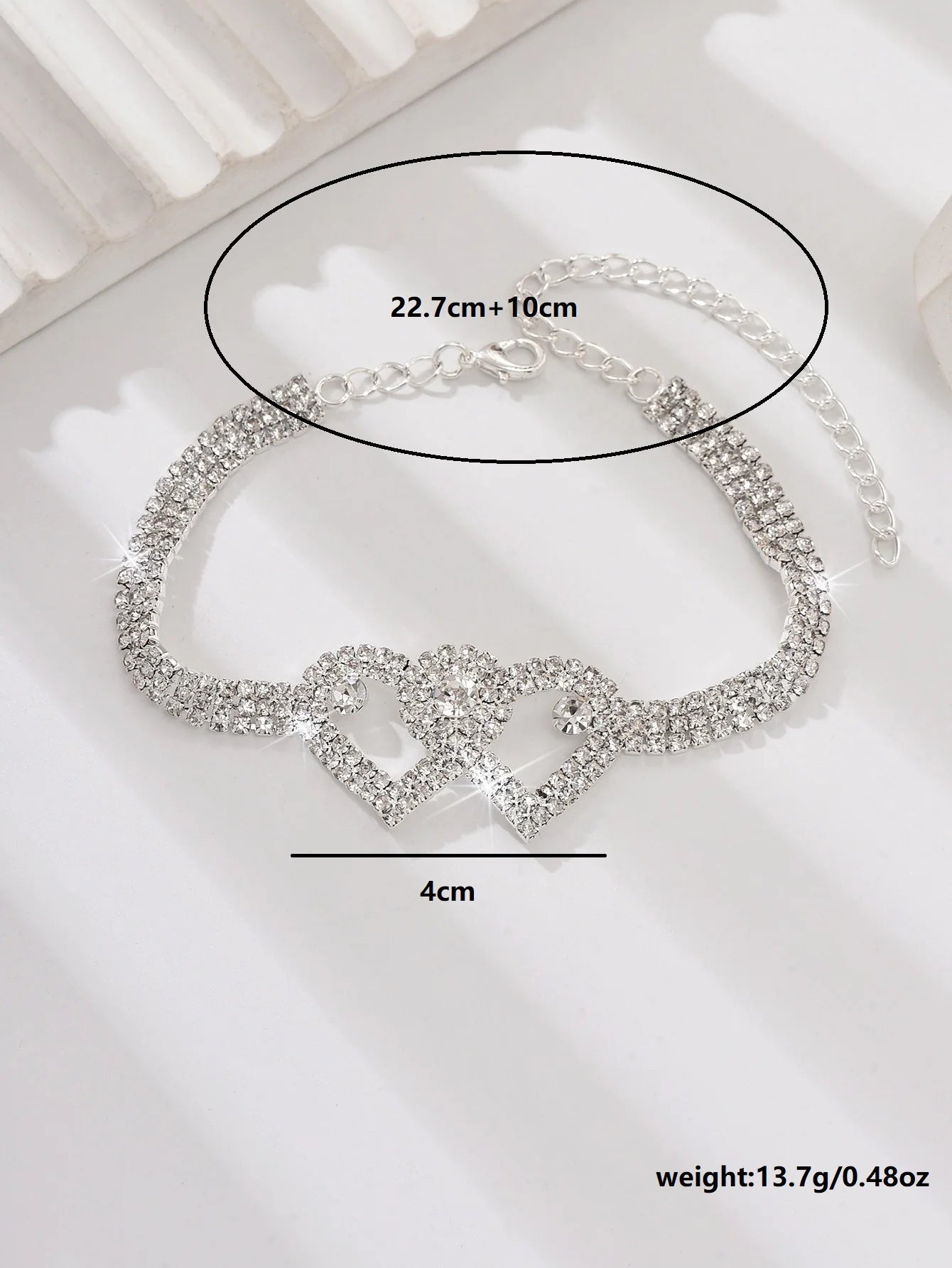 1 Women's Trendy Claw Chain Series Double Peach Heart Feet Chain