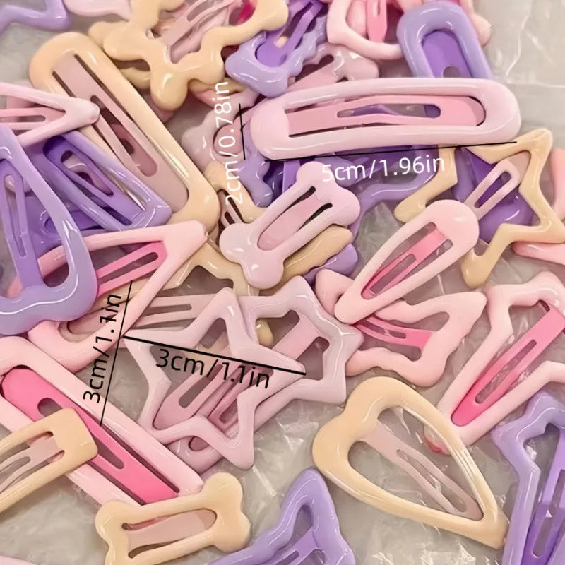 10/20/30pcs mixed pack of light pink heart-shaped and bow-shaped hair