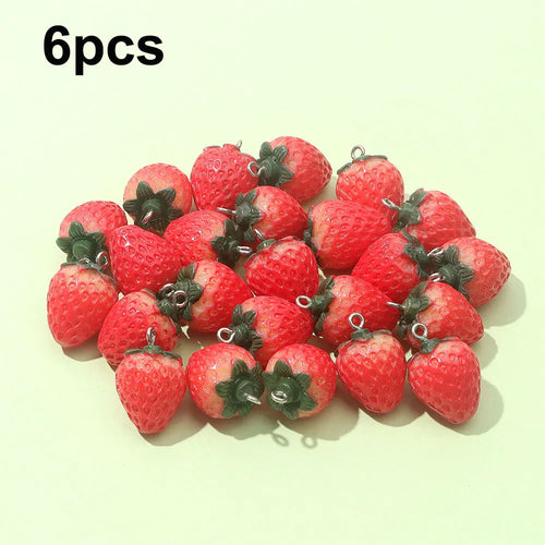 3/6/15pcs Multi-color Resin Strawberry Shaped Pendant, Can Be Used for