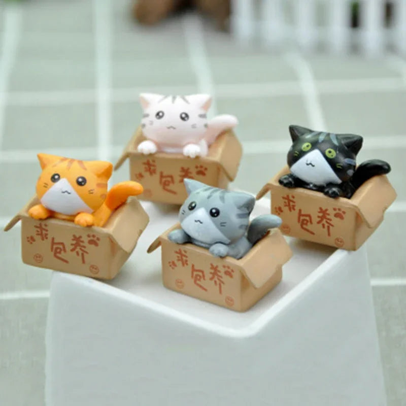 Kawaii Mini Cat Ornament Garden kitten statue Gift For Kids Children