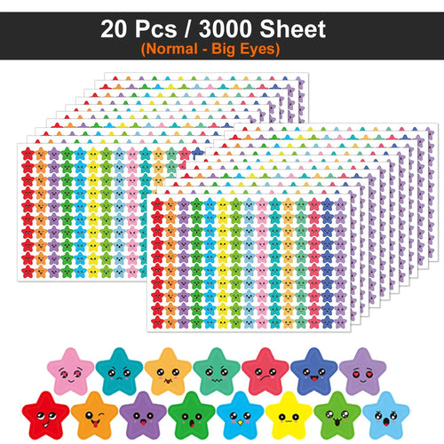 450-3000 Sheet Happy Face Stars Reward Sign Stickers Pack DIY