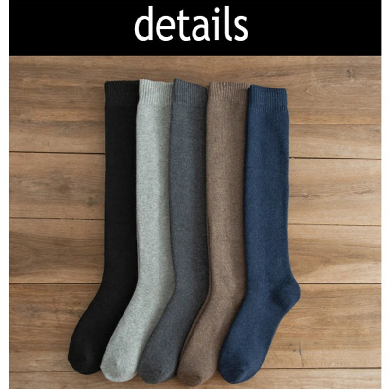 Winter Men's Knee Long Socks Wool Keep Warm Longer Stocking