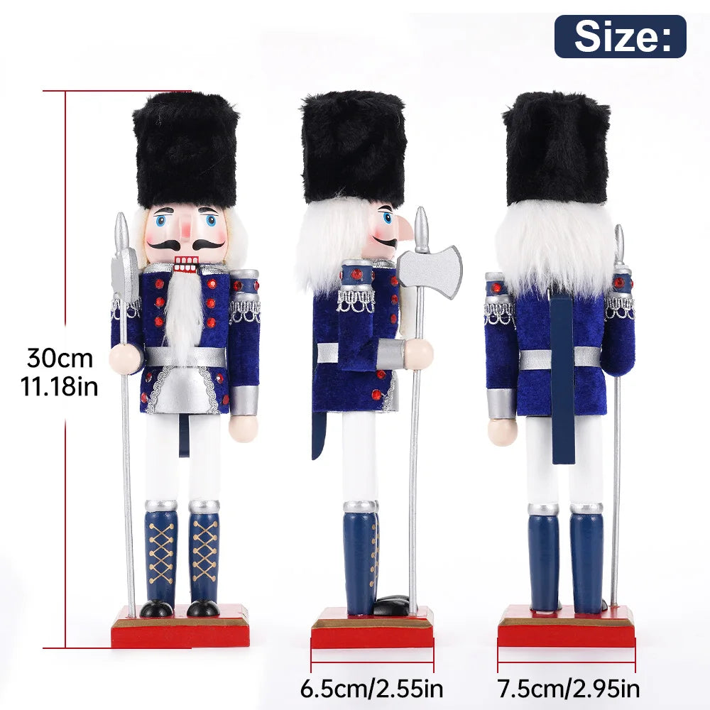 30CM Nutcracker Wooden Soldier Doll Puppet Creative Craft Holiday
