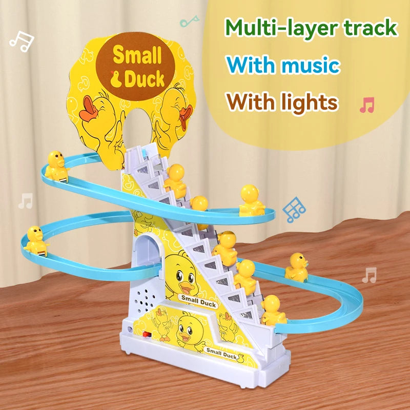 Climbing Stairs Track Toys Electric Duck DIY Rail Racing Track Roller