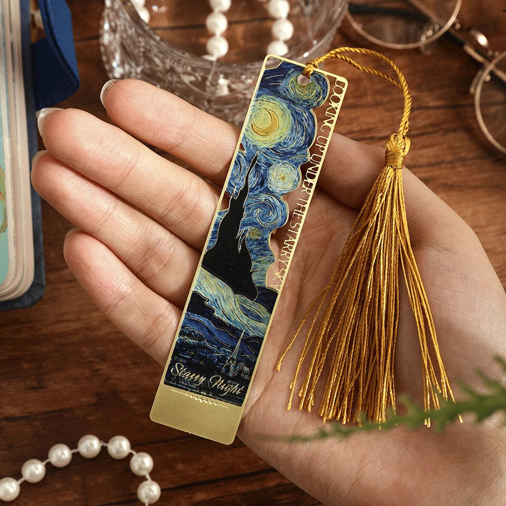 1pc Hollow Literary Flower Metal Bookmark Exquisite Painting Sunflower