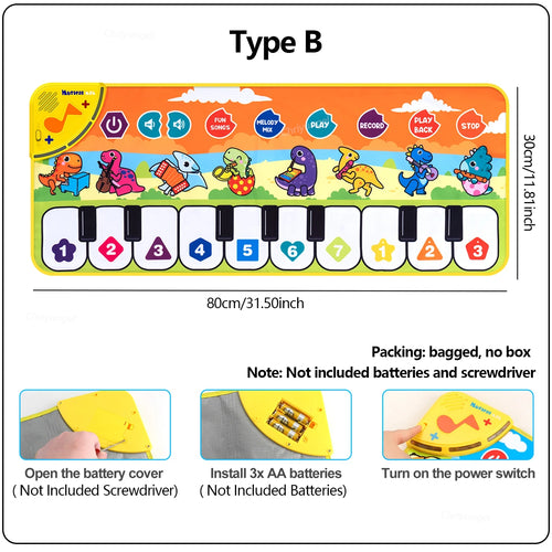 Piano Mat for Kids Kids Toddlers Floor Keyboard Dance Mat Baby Fitness