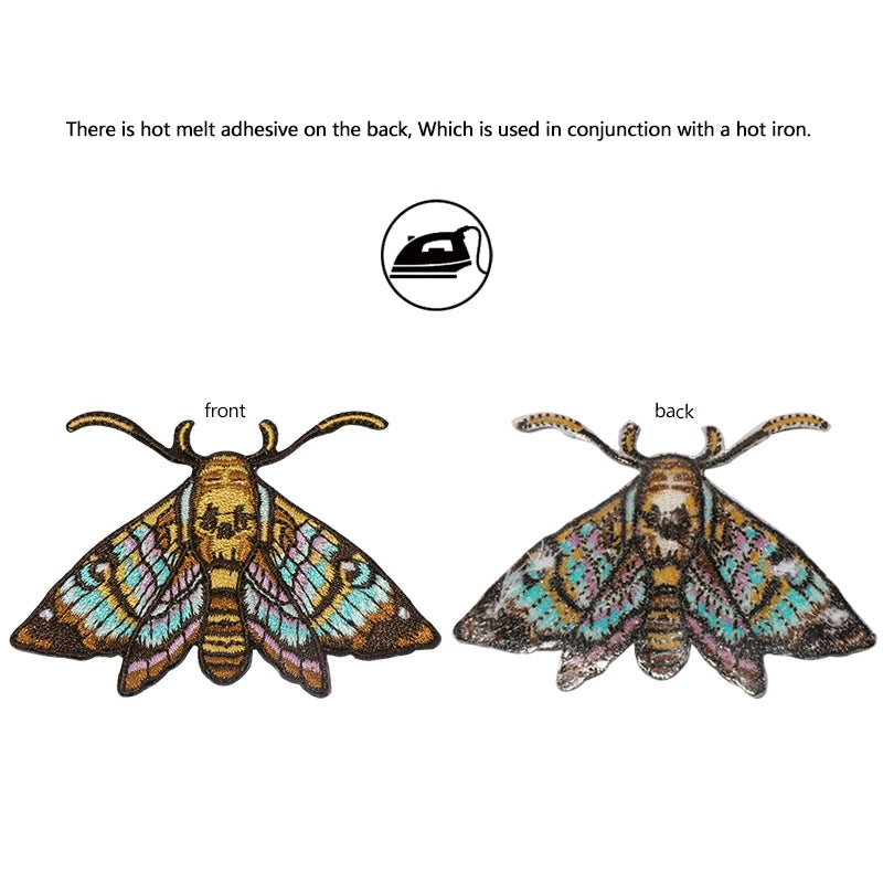 1PC Colorful Moths Embroidered Patch Iron On Sew On Patches For