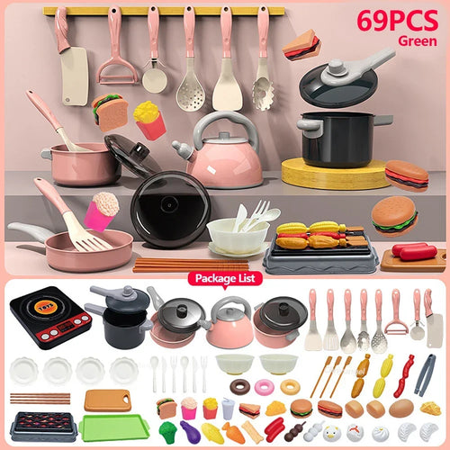 Kids Kitchen Toys Set 92/69/59 PCS Play Kitchen Accessories Kit with