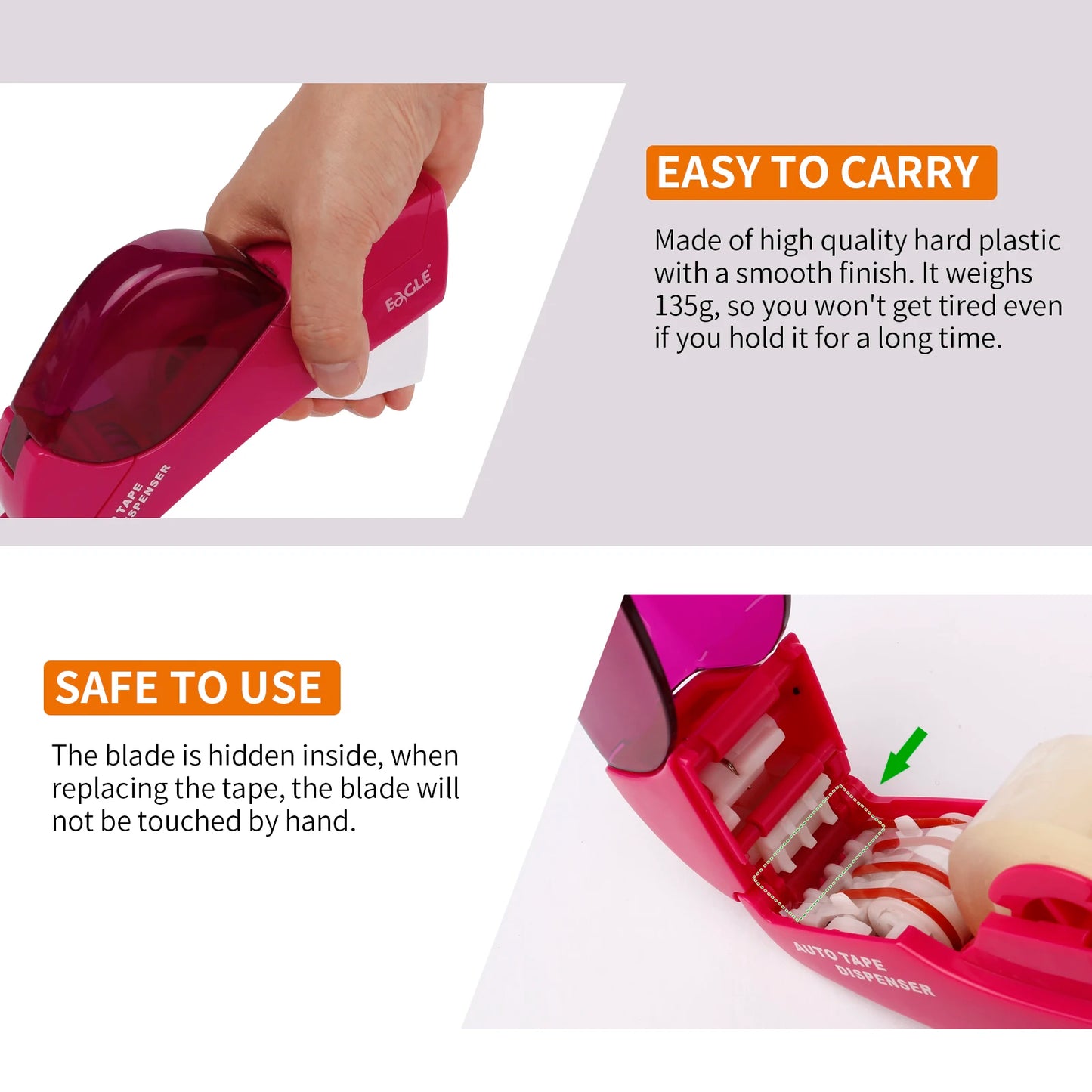 Eagle Automatic Tape Dispenser, No Battery Required, With 2 Rolls Free