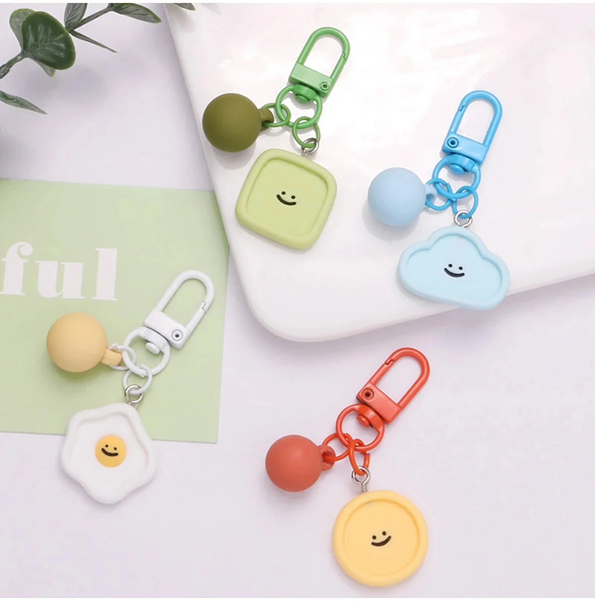 DIY Smiling Face Keychain Resin Heart Flower Cloud Charm Handmade