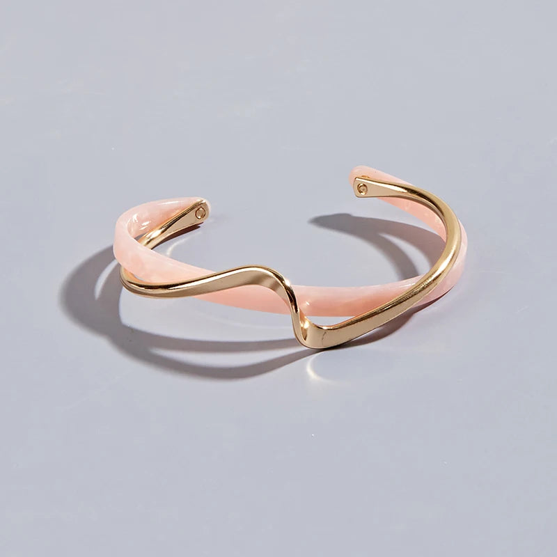 White Shellfish Bracelets Board Bend Metal Bangles Womens Hand