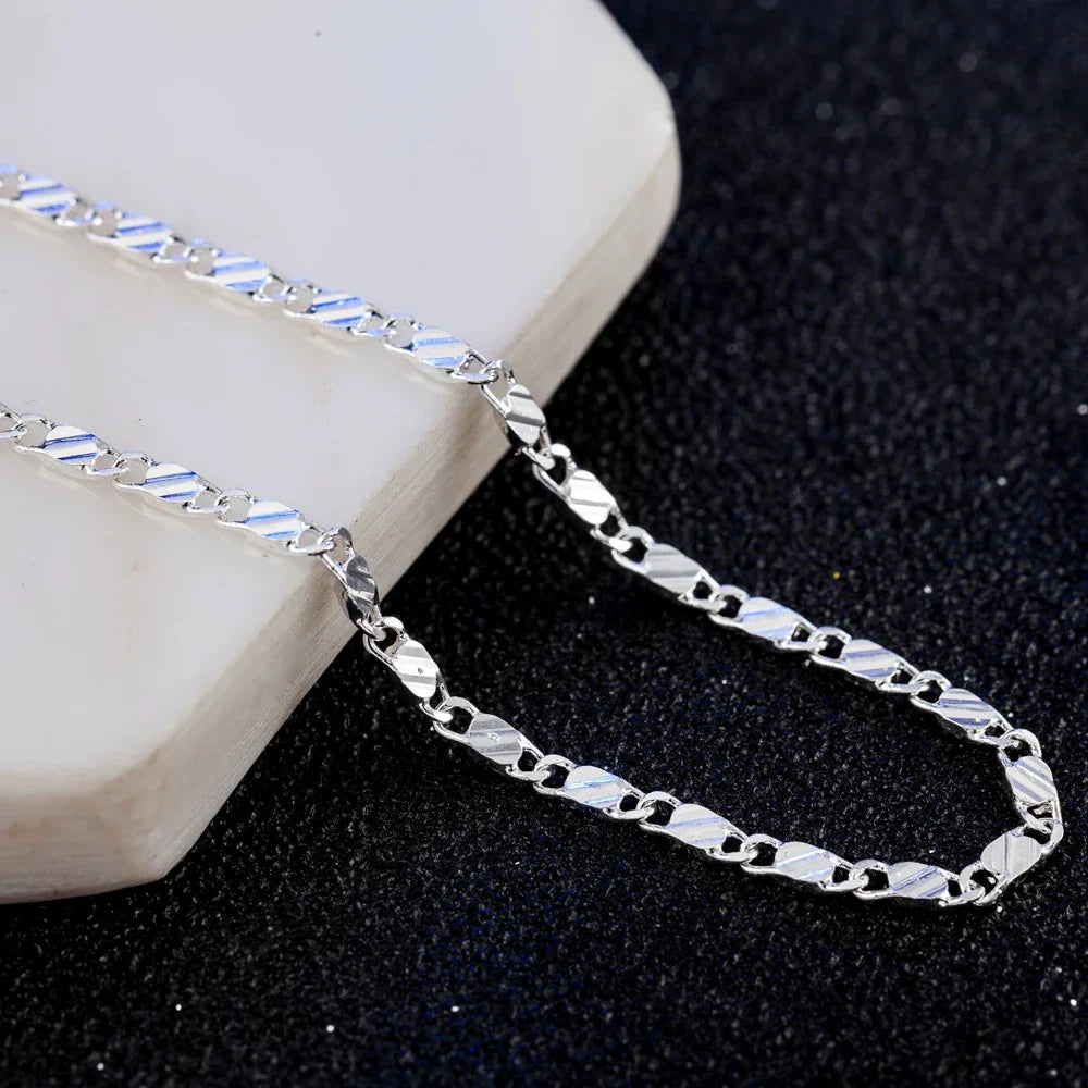 New 925 Sterling Silver fine 2MM flat Clavicle chains Necklaces for