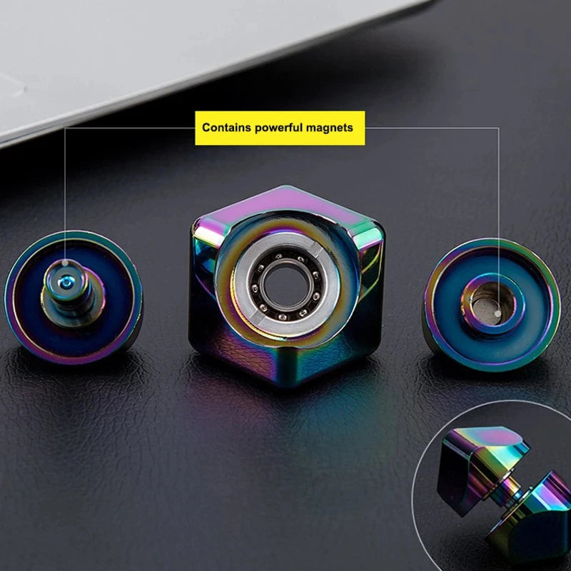 Alloy Cube Spinner Fingertip Gyroscope Fidget Anti Stress Toys Adult