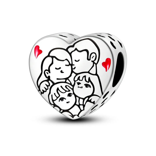 Charms Beads 925 Sterling Silver Tree of Life Peach Heart Sweet Love